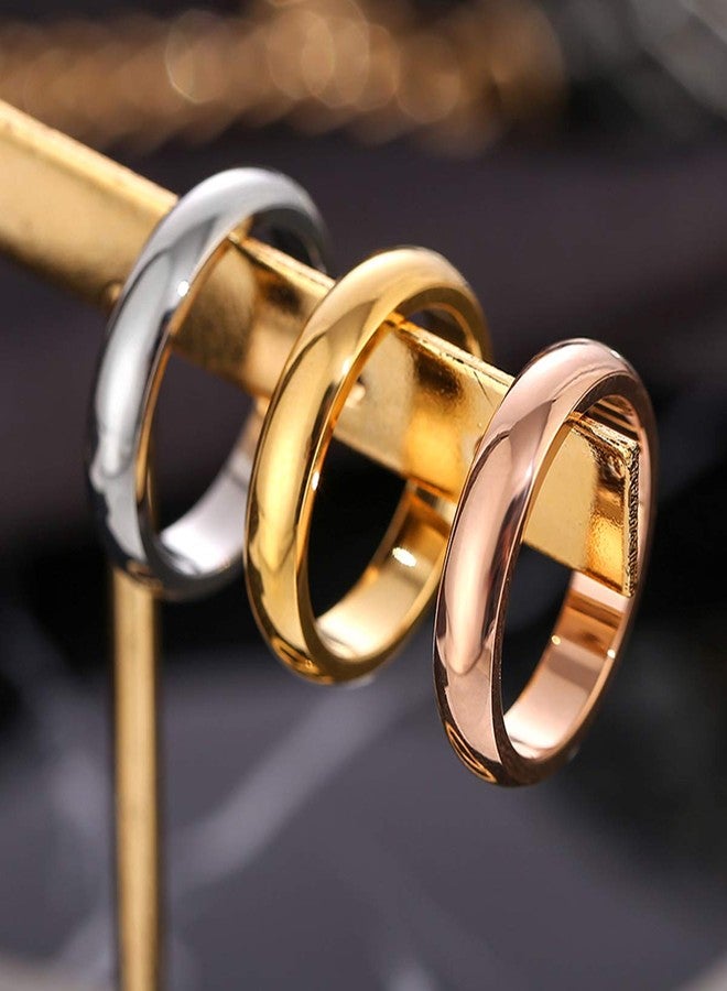 CCBFY 2 MM 4 MM Stainless Steel Ring Jewel Roman Numerals Stackable High Polish Plain Dome Tarnish Resistant Comfort Fit Ring Wedding Band Size 3-15 (4mm - Silver, 9.5) - Image 4