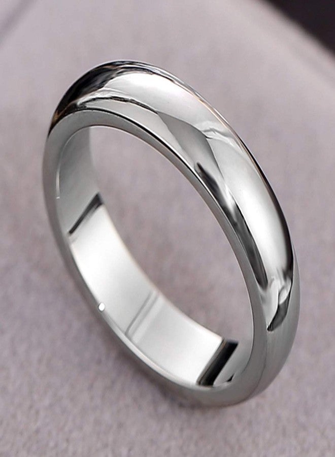 CCBFY 2 MM 4 MM Stainless Steel Ring Jewel Roman Numerals Stackable High Polish Plain Dome Tarnish Resistant Comfort Fit Ring Wedding Band Size 3-15 (4mm - Silver, 9.5) - Image 2