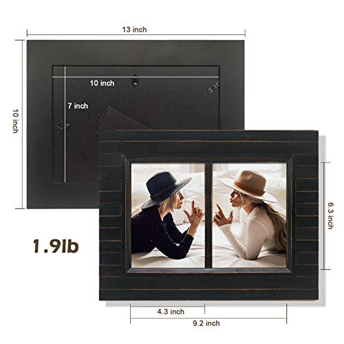Eosglac 5x7 Collage Picture Frame Distressed Black, 2-Opening Timbermount Rustic Photo Frame with Wood Siding Look, Tabletop or Wall Display - Image 5