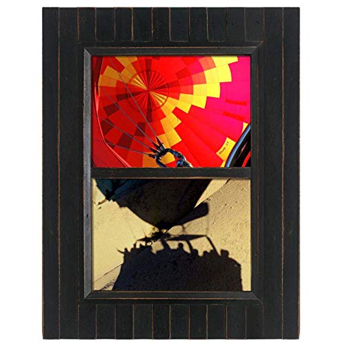 Eosglac 5x7 Collage Picture Frame Distressed Black, 2-Opening Timbermount Rustic Photo Frame with Wood Siding Look, Tabletop or Wall Display - Image 2