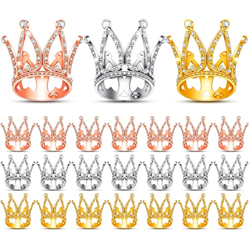 Yulejo 24 Pcs Crown Cake Topper Mini Baby Crown Tiny Queen Small Alloy Crystal Princess Headpiece Cake Decoration for Women Lady Girl Bridal Wedding Royal Themed Baby Shower Birthday PartyMulti Colors - Image 1