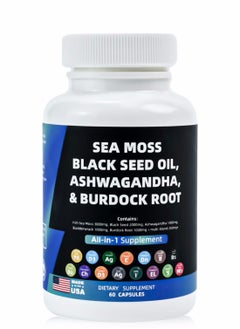 BIYODE Sea Moss 350mg Black Seed Oil 300mg Ashwagandha 200mg Turmeric 100mg Bladderwrack 100mg Burdock 100mg & Vitamin C & D3 with Elderberry Manuka Dandelion Yellow Dock Iodine Chlorophyll ACV  - Image 1