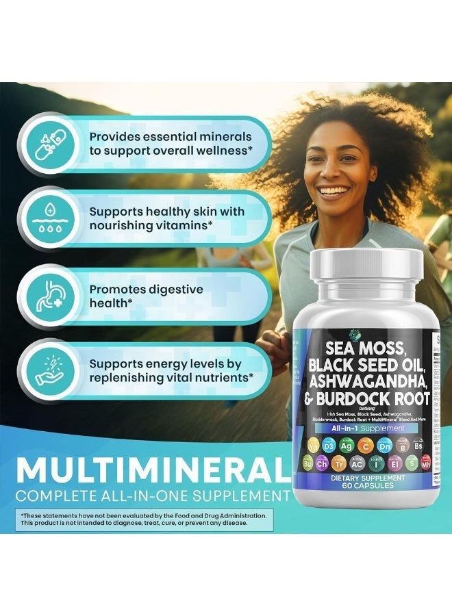 بيودي مكمل معادن متطور – مركب معادن مع طحالب البحر وزيت الحبة السوداء وكودزو مع الحديد لدعم الطاقة وصحة الجهاز الهضمي والبشرة، 60 كبسولة - Image 2