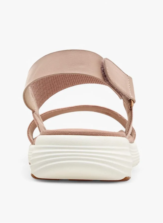 لو كونفورت Women Textured Strap Sandals with Hook and Loop Closure