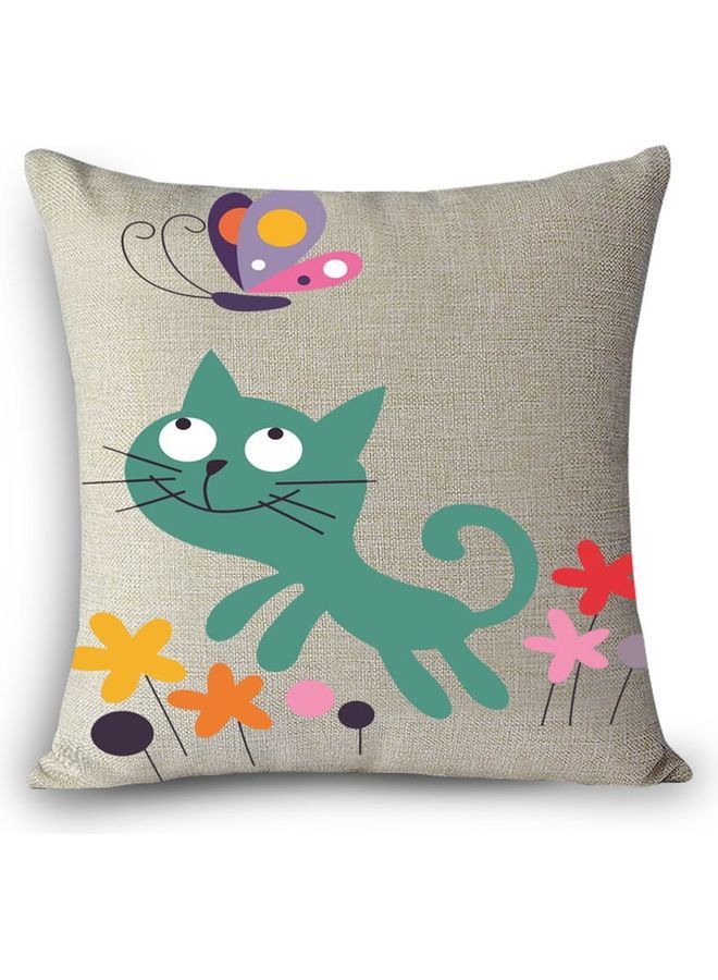 NIBEMINENT Cat Printed Decorative Cushion Cover Multicolour 45x45cm