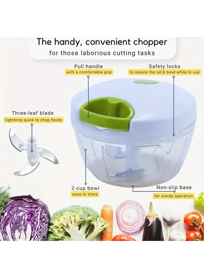 Blue Manual Food Chopper for Quick Onion Vegetable Garlic Dice - Image 2