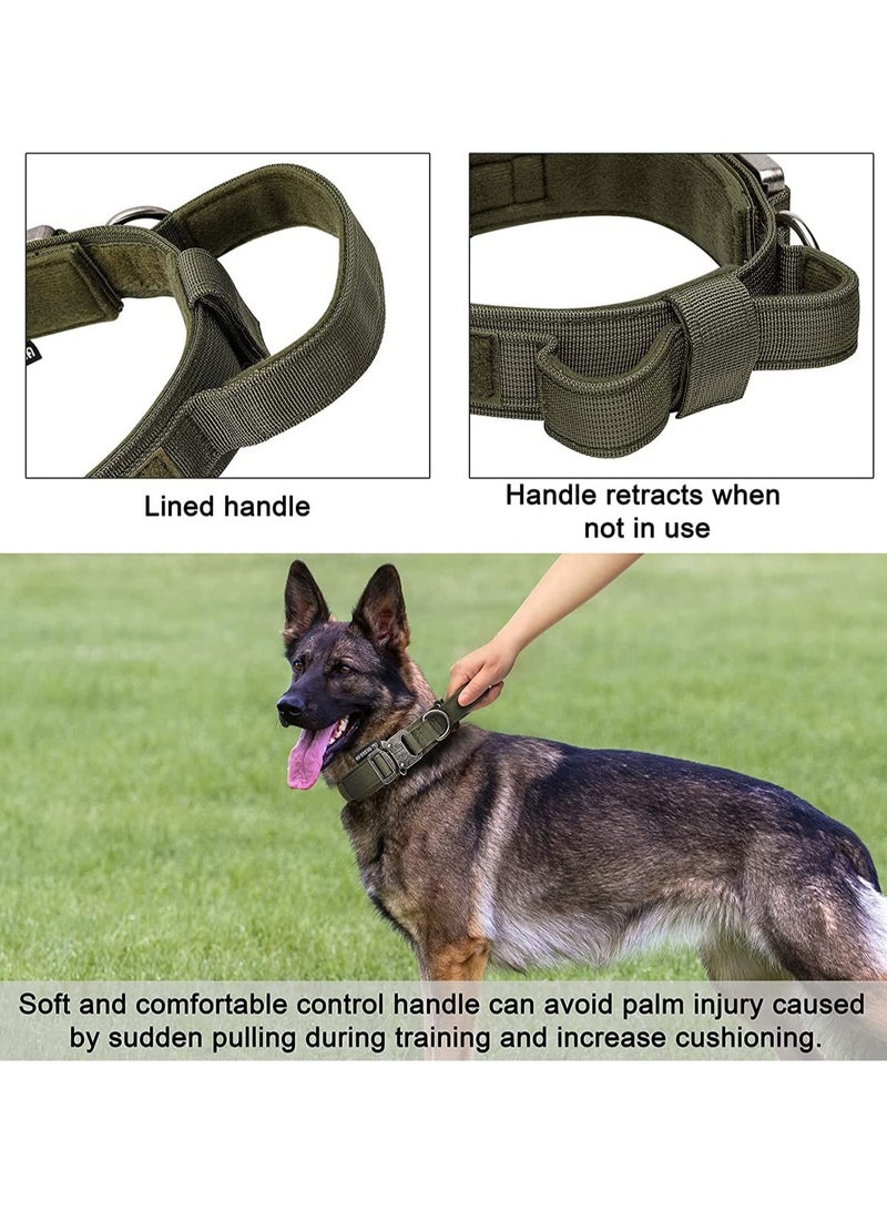 SOLARAE Tactical Dog Collars, Adjustable Thick Nylon K9 with Handle for Training Quick Release Heavy Duty Metal Buckle Military for Small Medium Large Dogs (L 45-55CM) - Image 2