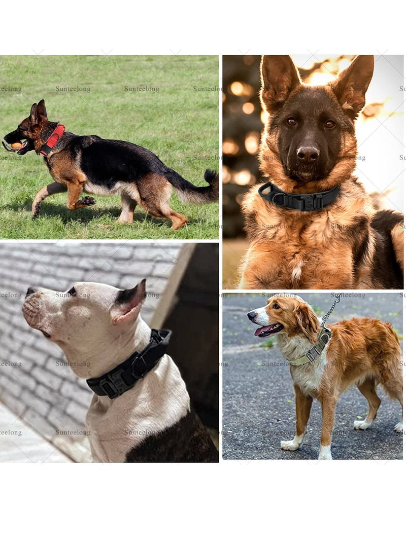 SOLARAE Tactical Dog Collars, Adjustable Thick Nylon K9 with Handle for Training Quick Release Heavy Duty Metal Buckle Military for Small Medium Large Dogs (L 45-55CM) - Image 3