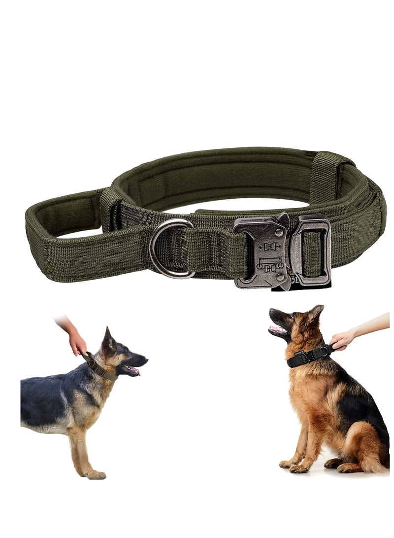 SOLARAE Tactical Dog Collars, Adjustable Thick Nylon K9 with Handle for Training Quick Release Heavy Duty Metal Buckle Military for Small Medium Large Dogs (L 45-55CM) - Image 1