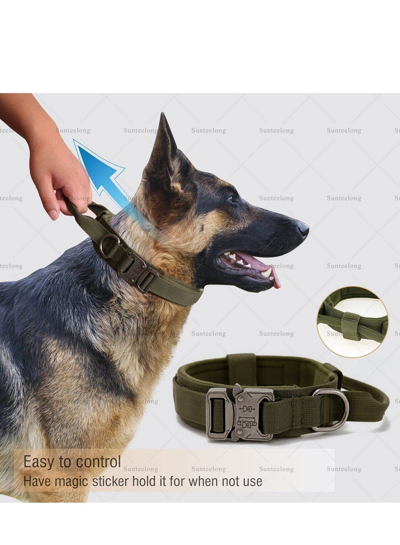 SOLARAE Tactical Dog Collars, Adjustable Thick Nylon K9 with Handle for Training Quick Release Heavy Duty Metal Buckle Military for Small Medium Large Dogs (L 45-55CM) - Image 4