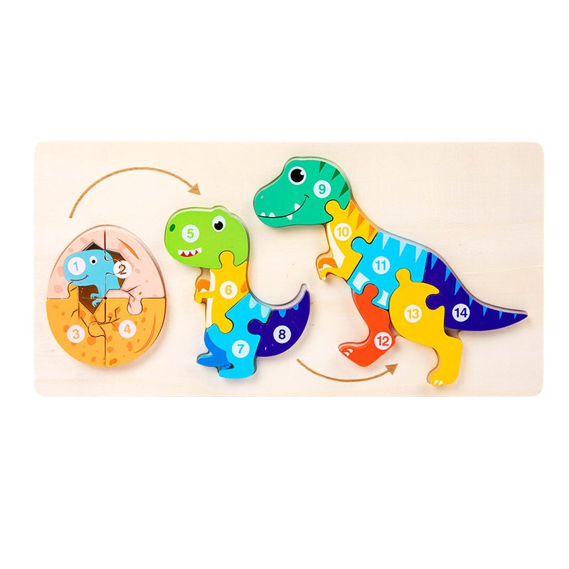 Young Children'S Wooden 3D Animal Digital Cognitive Evolution Animal Growth Process Puzzle Wooden Puzzle Toy - Image 4