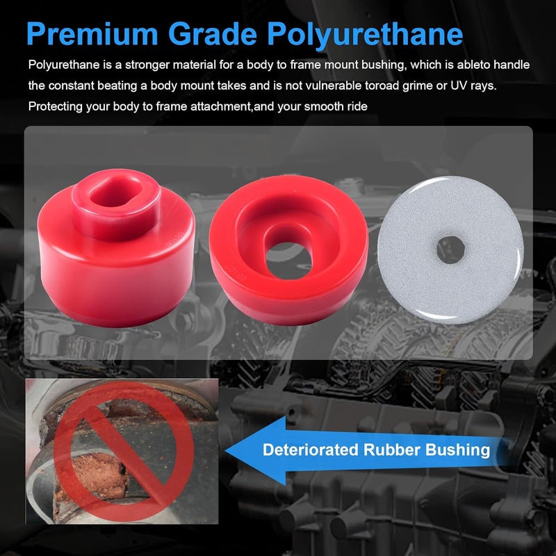 Autoptzxd 7-141 Body and Cab Mount Bushing Kit for 1999-2014 Chevy Silverado & Sierra 1500/2500 2WD/4WD, 24PCS Polyurethane - Image 3