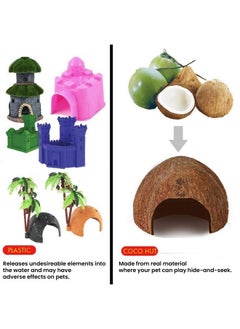 SunGrow SunGrow Coconut Hut for Crested Gecko, 5x3 Inches Reptile Climbing Hide, Leopard Gecko Tank Cage Habitat Accessories, Smooth-Edged Coconut Shell, for Exercise, Crawling, Perching and Basking Spot  - Image 3