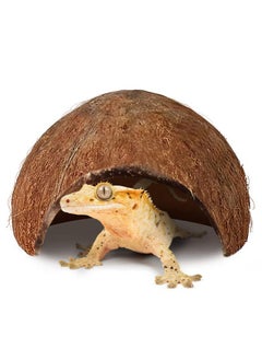 SunGrow SunGrow Coconut Hut for Crested Gecko, 5x3 Inches Reptile Climbing Hide, Leopard Gecko Tank Cage Habitat Accessories, Smooth-Edged Coconut Shell, for Exercise, Crawling, Perching and Basking Spot  - Image 1