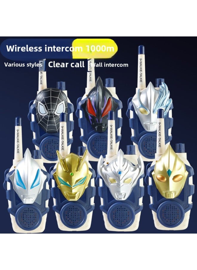 Ultraman Marvel Hero Boy Mask Intercom Toy Outdoor Parent-Child Emotional Interaction-Color:A Pair Of Ultraman Tiga Walkie-talkies-Specifications:Blister Card Packaging Comes With 6 Rechargeable Batteries + Charger + Screwdriver  - Image 2