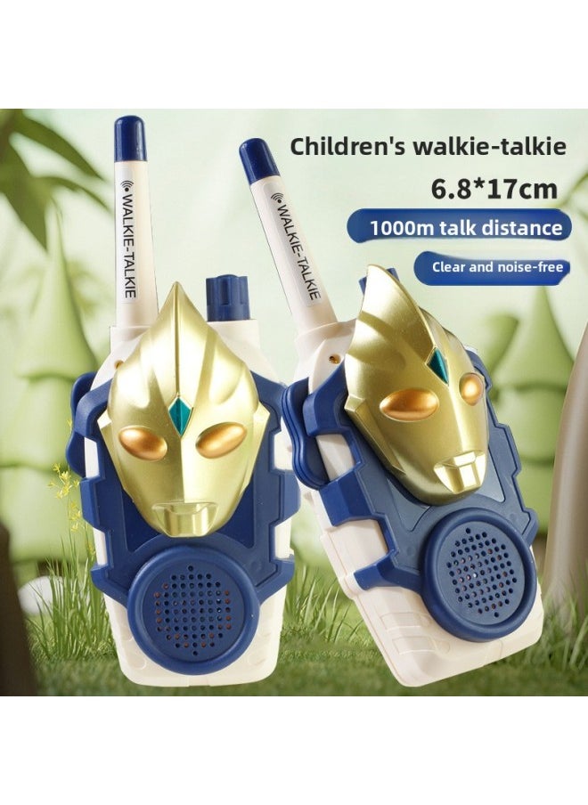 Ultraman Marvel Hero Boy Mask Intercom Toy Outdoor Parent-Child Emotional Interaction-Color:A Pair Of Ultraman Tiga Walkie-talkies-Specifications:Blister Card Packaging Comes With 6 Rechargeable Batteries + Charger + Screwdriver  - Image 1