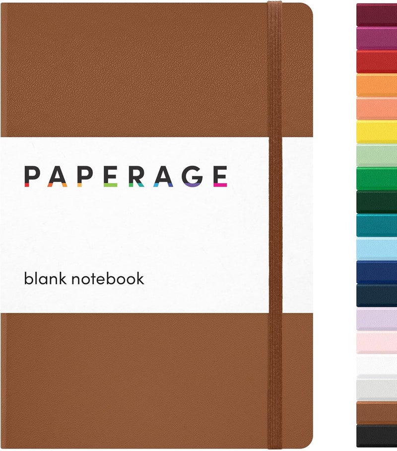 ببرج دفتر PAPERAGE الفارغ، (كونياك)، 160 صفحة، متوسط 5.6 بوصة × 8 بوصة - ورق سميك 100 جرام، غلاف مقوى - Image 1