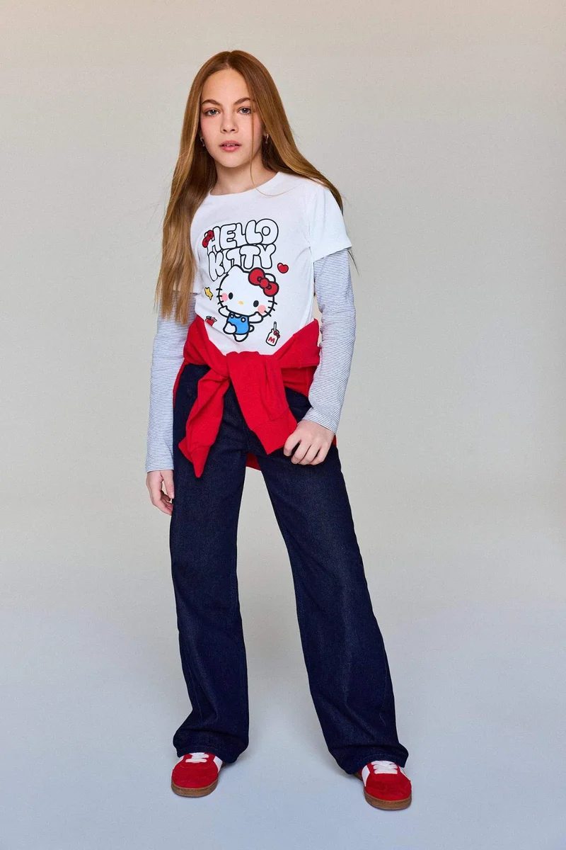 DeFacto Girl Hello Kitty Crew Neck Long Sleeve T-Shirt