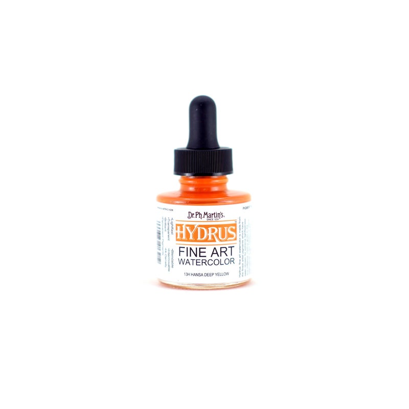 Dr Ph Martins Hydrus Fine Art 13H Watercolor Bottle 10 oz Hansa Deep Yellow