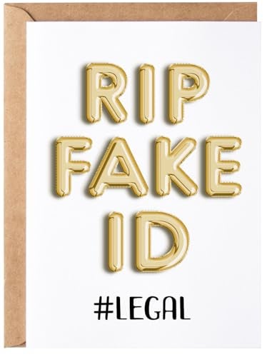 Gelid Funny 21st Birthday Card for Him or Her - Happy Birthday Card for 21 Year Old Daughter Son Niece Nephew Sister or Friend - Humorous Twenty One Gift Ideas - RIP Fake ID Card for Best Friend or Coworker - Image 1