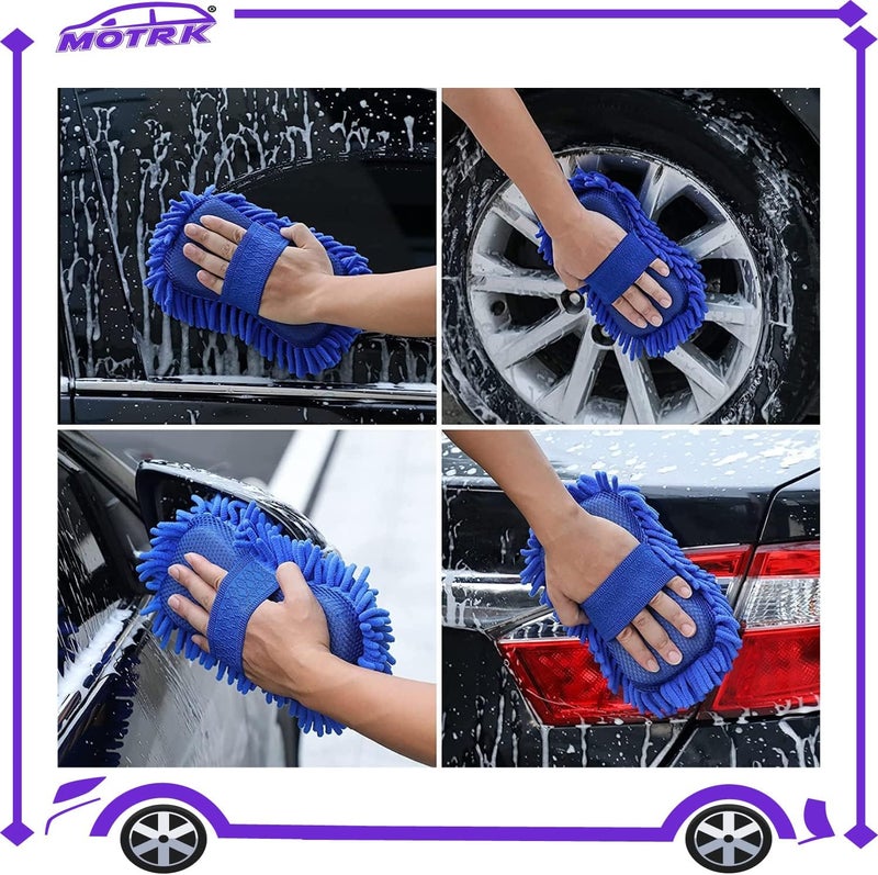 MOTRK Microfiber Car Wash Dust Drying Mitt | Cleaning Cloth | Car Wash Cleaning Glove (1 Love) (Colorful, Sponge) - Image 5