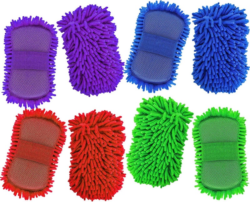 MOTRK Microfiber Car Wash Dust Drying Mitt | Cleaning Cloth | Car Wash Cleaning Glove (1 Love) (Colorful, Sponge) - Image 3