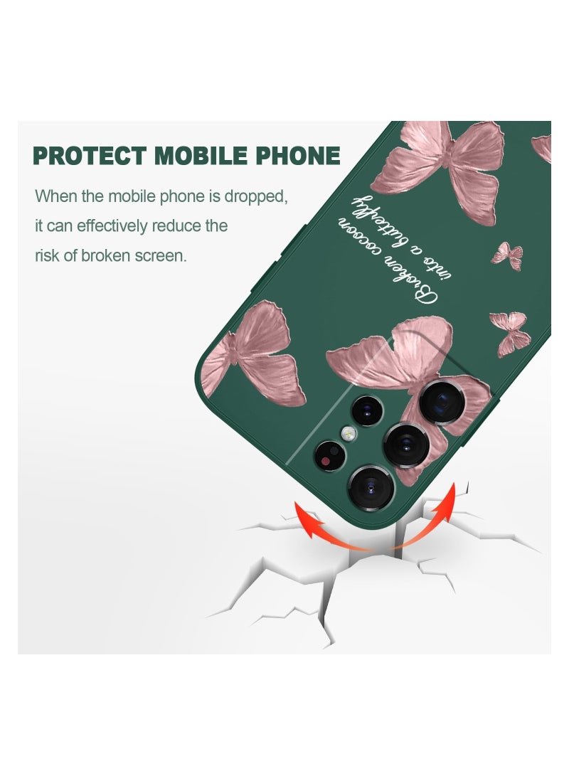 for Samsung S21 Ultra Case, for Samsung Galaxy S21 Ultra Case Butterfly Floral Astronauts Creative Sides Phone Cover Fashionablee Designs Soft Silicone Slim S21 Ultra Phone Case-Butterfly Green - Image 4