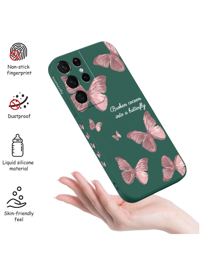 for Samsung S21 Ultra Case, for Samsung Galaxy S21 Ultra Case Butterfly Floral Astronauts Creative Sides Phone Cover Fashionablee Designs Soft Silicone Slim S21 Ultra Phone Case-Butterfly Green - Image 5