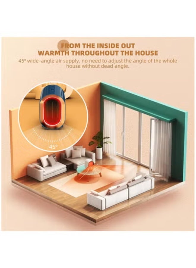 ORIONMAX 1200W Indoor Space Heater, Portable Electric Fan Heater with 2 Heat Settings, PTC Fast Heating, Tip-Over & Overheat Protection, Quiet Desk Heater for Home Office Bedroom - Image 5