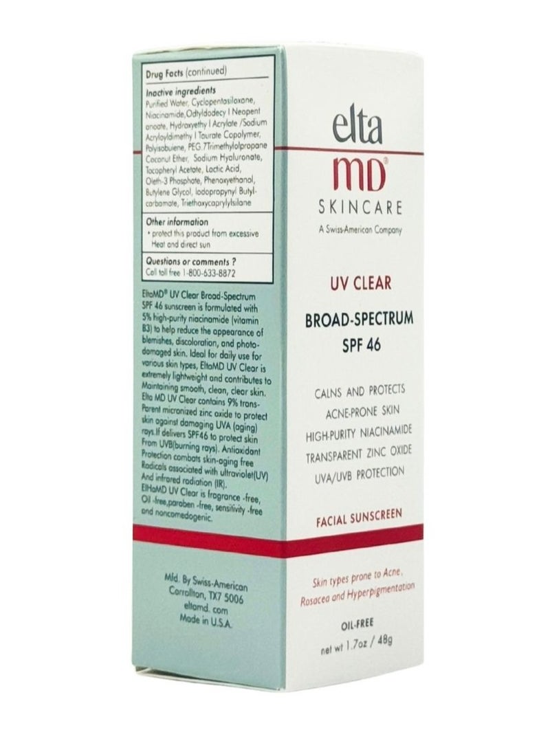 EltaMD UV Clear Broad Spectrum SPF 46 Facial Sunscreen, Oil Free, 1.7oz / 48g - Image 3