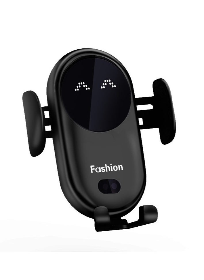 GULFLINK - S11 Smart Infrared Automatic Induction Mobile Phone Holder Car Mobile Phone Charging Case Wireless Charger Car Holder- Black - Image 1