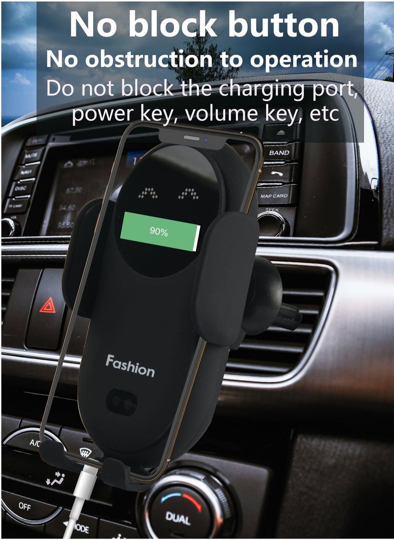 GULFLINK - S11 Smart Infrared Automatic Induction Mobile Phone Holder Car Mobile Phone Charging Case Wireless Charger Car Holder- Black - Image 1
