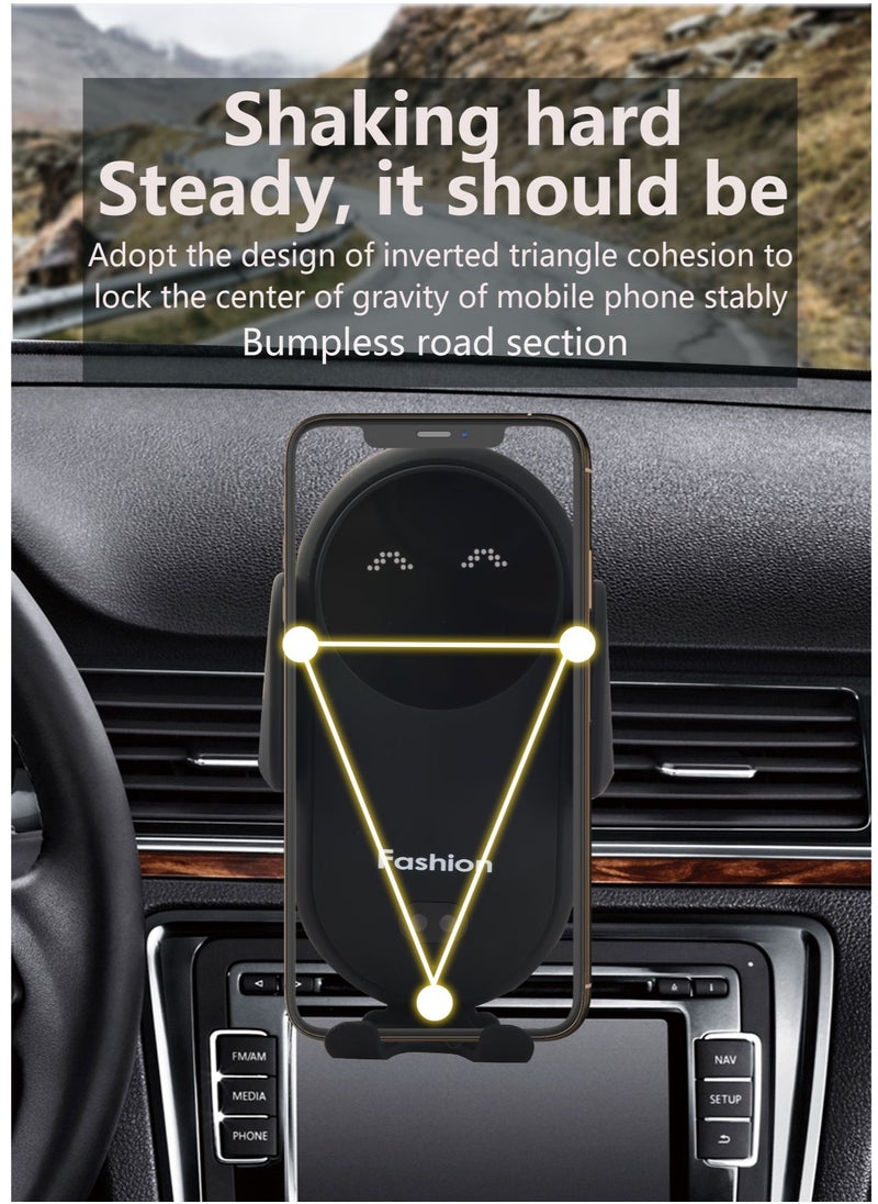GULFLINK - S11 Smart Infrared Automatic Induction Mobile Phone Holder Car Mobile Phone Charging Case Wireless Charger Car Holder- Black - Image 1