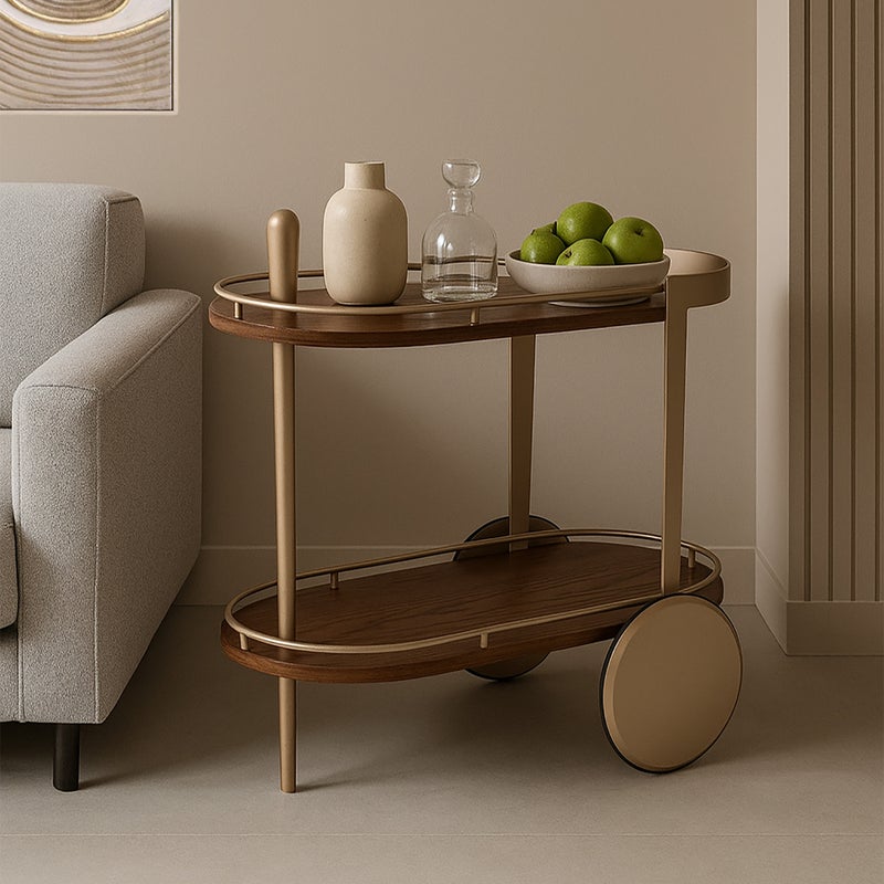 Homez Mdf Casa Serving Trolley, Gold 78*40*75 Cm - Image 4