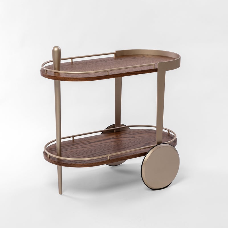 Homez Mdf Casa Serving Trolley, Gold 78*40*75 Cm - Image 1