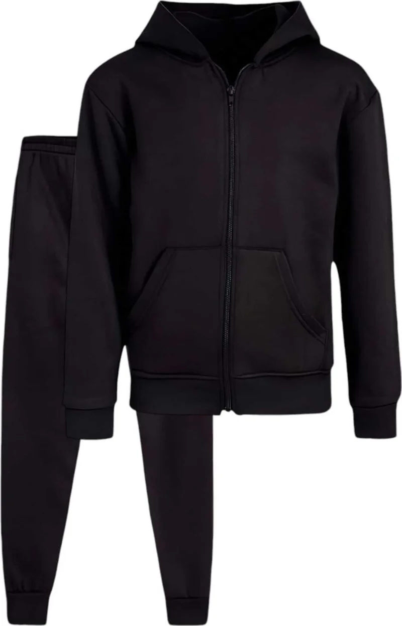 تيزجيلسين Kids Unisex Hooded Zippered Sweatshirt and Jogger Sweatpants 2-Piece Set