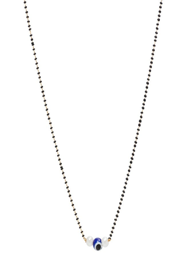 Heeva Creation Stylish Gold Plated Mangalsutra Necklace With Evil Eye Black Bead Chain For Woman And Girls,Pack Of 1,(Colour-Multi) - Image 1
