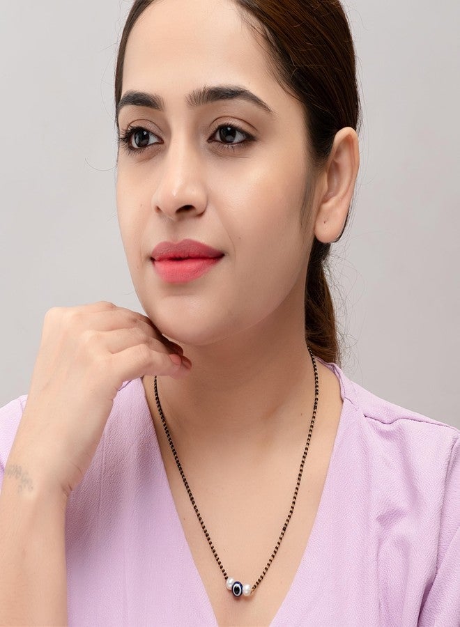 Heeva Creation Stylish Gold Plated Mangalsutra Necklace With Evil Eye Black Bead Chain For Woman And Girls,Pack Of 1,(Colour-Multi) - Image 4