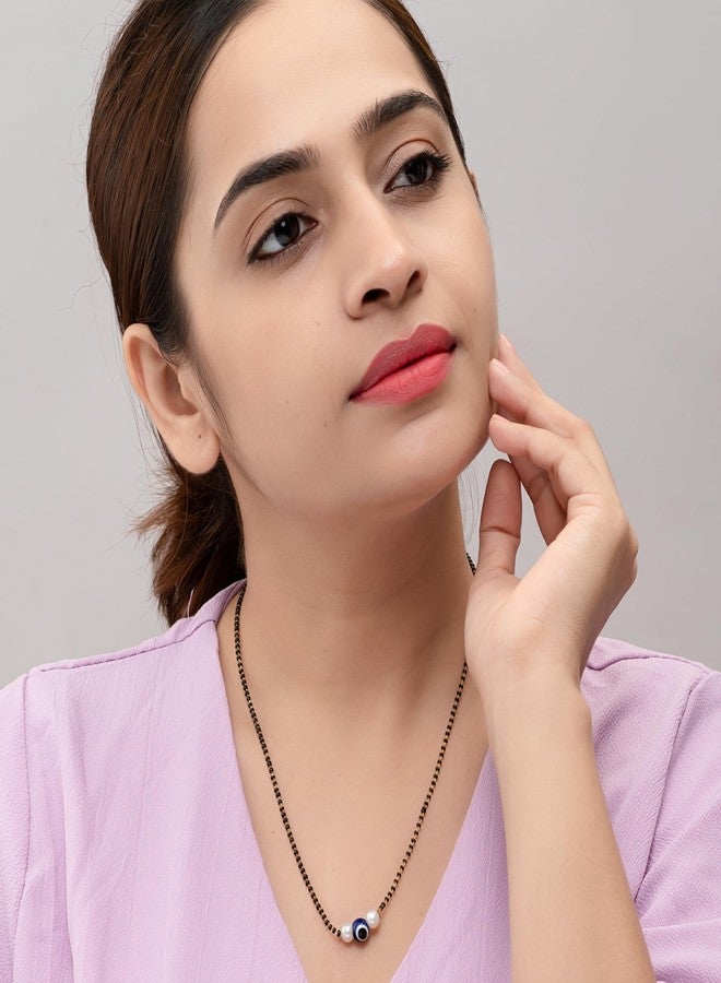 Heeva Creation Stylish Gold Plated Mangalsutra Necklace With Evil Eye Black Bead Chain For Woman And Girls,Pack Of 1,(Colour-Multi) - Image 3