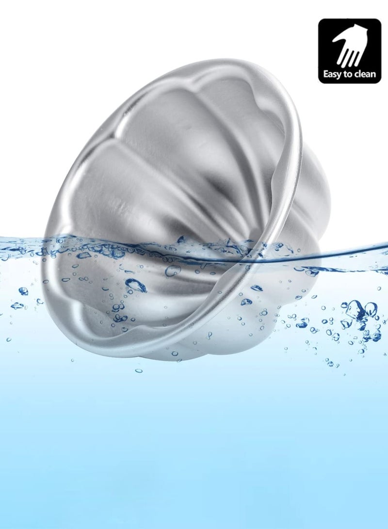 Excefore 12 Pack Flower Shaped Egg Tart Molds, Aluminum Alloy Pudding and Cake Baking Cups, Reusable Cupcake Muffin Jelly Molds, Non-Stick Kitchen Baking Accessories - Image 4