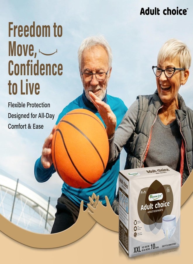 اختيار الكبار حفاضات للكبار من Adult Choice، حفاضات صديقة للبيئة، للجنسين، امتصاص يدوم 8 ساعات، تقنية ADL، مانعة للتسرب، خالية من الروائح، مزودة بمؤشر للبلل، مقاس XXL، محيط الخصر (40-64) بوصة | 20 حفاضة، عبوة من قطعتين - Image 2