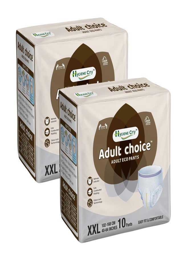 اختيار الكبار حفاضات للكبار من Adult Choice، حفاضات صديقة للبيئة، للجنسين، امتصاص يدوم 8 ساعات، تقنية ADL، مانعة للتسرب، خالية من الروائح، مزودة بمؤشر للبلل، مقاس XXL، محيط الخصر (40-64) بوصة | 20 حفاضة، عبوة من قطعتين - Image 1