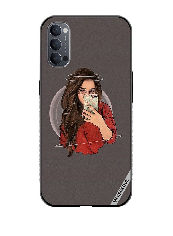 VR CREATIVE Protective Case Cover For Oppo Reno4 Pro 5G Girl Clicks a Selfie Design Multicolour - Image 1
