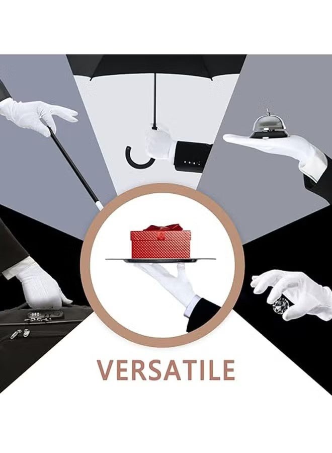 4 Pair White Cotton Gloves, Soft Moisturizing Plain White Gloves Dress for Coin Handling Services Parade Formal Guard Police Wedding Formal Tuxedo Jewelry Inspection for Men Women - Image 4