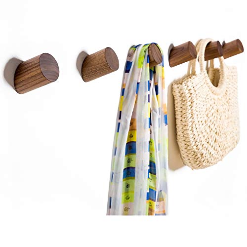 Felidio Wooden Wall Hooks, Natural Wood Coat Hooks Wall-Mounted (2 Pack), Rustic Wall Coat Rack Hat Hook, Entryway Walls Hangers, Heavy Duty Hook for Hanging Towels (Black Walnut) - Image 1