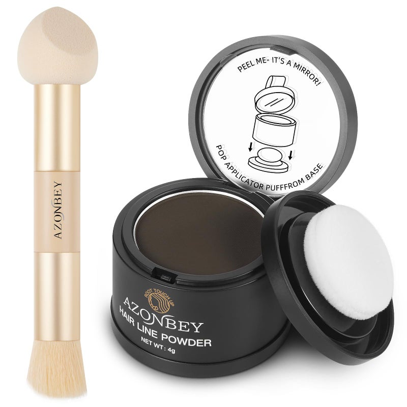 Azonbey Root Touch Up Sets,Hairline Powder for Women Cover Up- Hairline Concealer for Thin and Thinning Hair, Water & Sweat Resistant,Contain Azonbey Makeup Brush (Dark Brown, Med #Makeup Brush) - Image 1