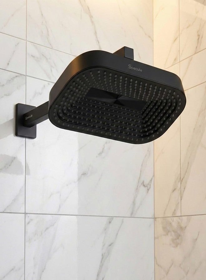 Specule Drench 9x6 Inch Matte Black Rain Showerhead | Luxury Spa Experience | Easy Installation | High-Pressure (Showerhead Only) - Image 1