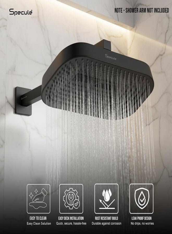 Specule Drench 9x6 Inch Matte Black Rain Showerhead | Luxury Spa Experience | Easy Installation | High-Pressure (Showerhead Only) - Image 2