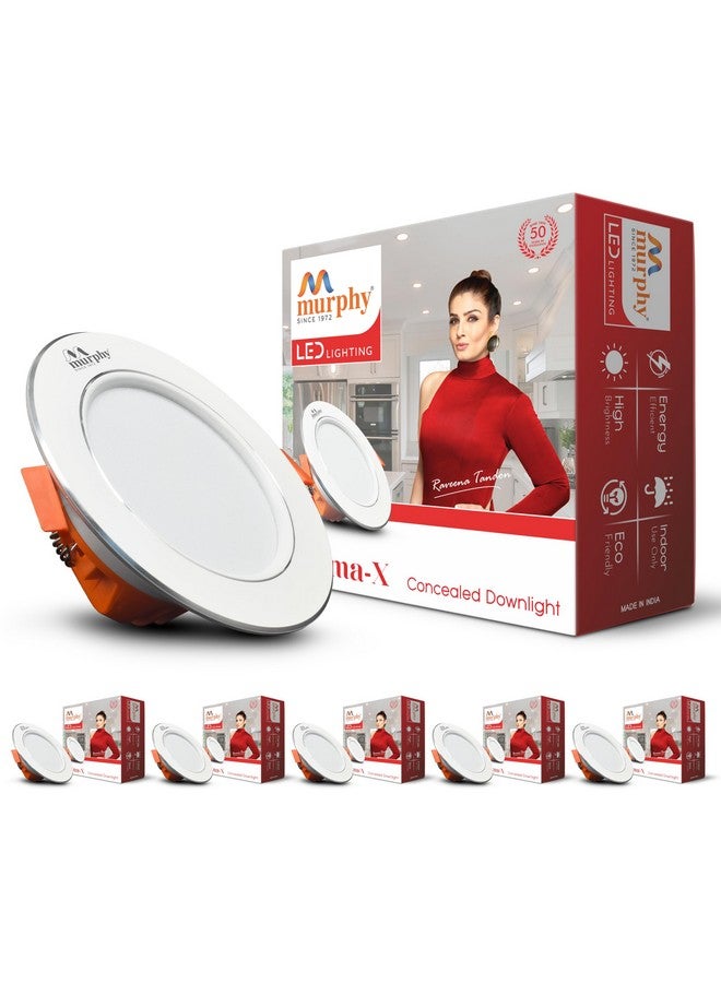 MURPHY Murphy Croma 9W Concealed LED Downlight | Pack of 6 | Warm White |Aluminium Finish | Eye-Caring & Long-Lasting Brightness | 2 Years Warranty | Suited for 3 Inch Junction Box - Image 1