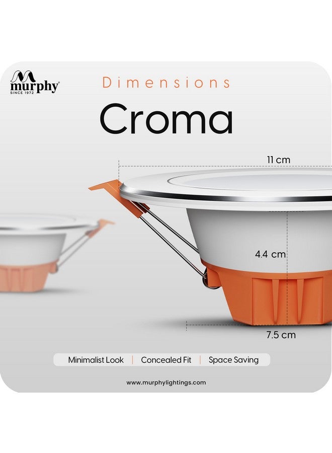 MURPHY Murphy Croma 9W Concealed LED Downlight | Pack of 6 | Warm White |Aluminium Finish | Eye-Caring & Long-Lasting Brightness | 2 Years Warranty | Suited for 3 Inch Junction Box - Image 4
